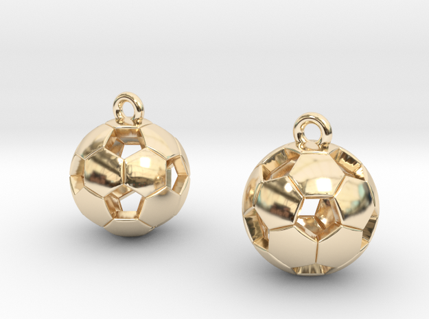 Soccer Balls Earrings in 14K Yellow Gold