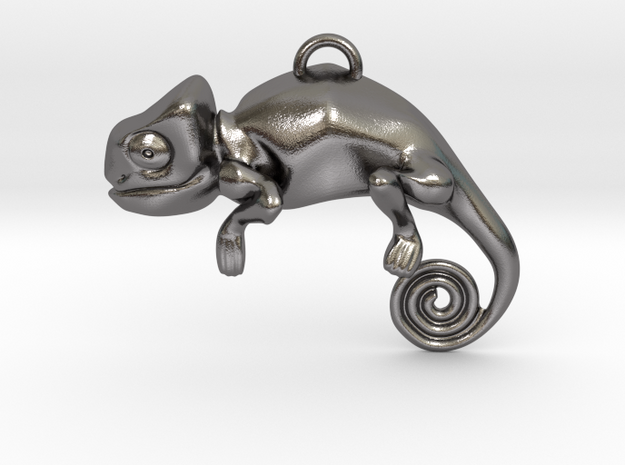 Enigmatic Chameleon Pendant in Polished Nickel Steel