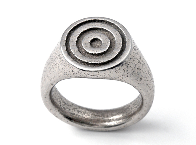 Target Ring in Polished Bronzed Silver Steel