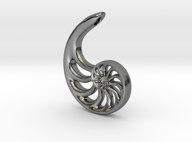 Nautilus Spiral: 4cm in Fine Detail Polished Silver