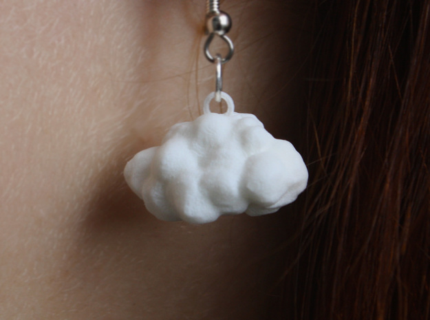 Cloud Earring in White Processed Versatile Plastic