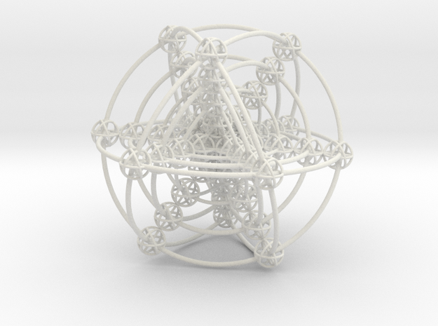 Multi-shell Metatrons Hypercube Atomic Grid Vector in White Natural Versatile Plastic