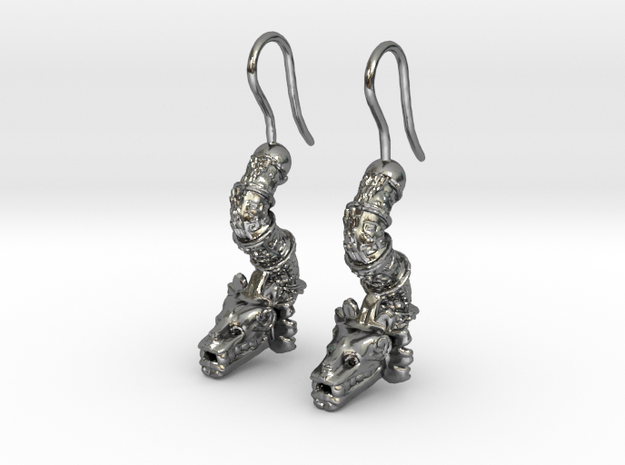 Aretes Quetzalcoatl in Polished Silver