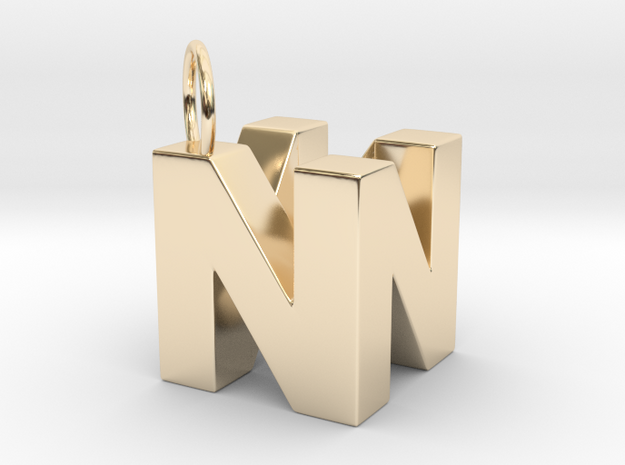 N64 Logo - SOLID in 14K Yellow Gold
