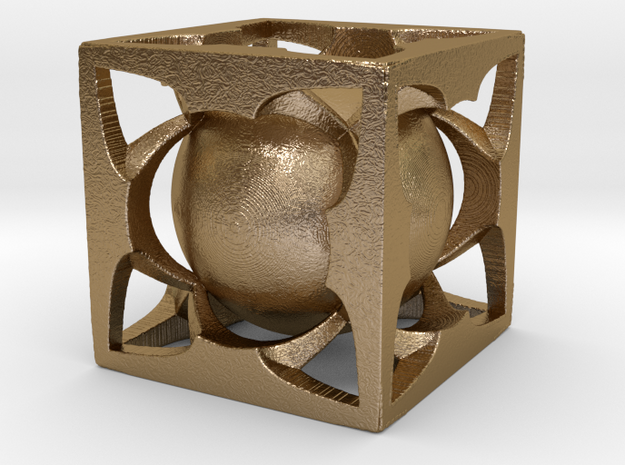 Sphere Cube Hollow SE4 in Polished Gold Steel