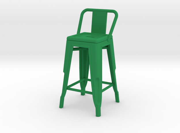 1:12 Pauchard Stool, with Short Back in Green Processed Versatile Plastic