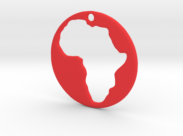 Pendant of Africa (5cms) in Red Processed Versatile Plastic