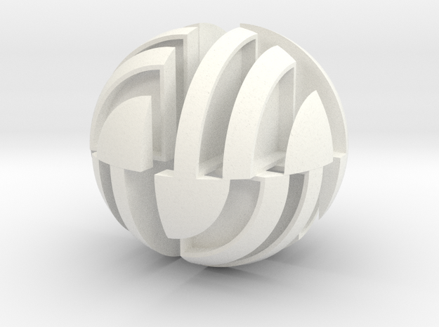 Sphere Version Of Simple Cube Positive 4 Piece in White Processed Versatile Plastic