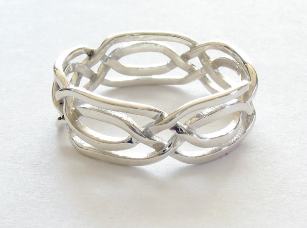 Celtic Eyes ring in Fine Detail Polished Silver