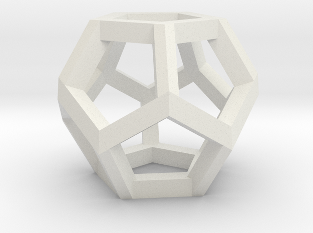 Dodecahedron Small in White Natural Versatile Plastic