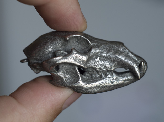 Bear Skull. 5cm in Polished Bronzed Silver Steel: Large