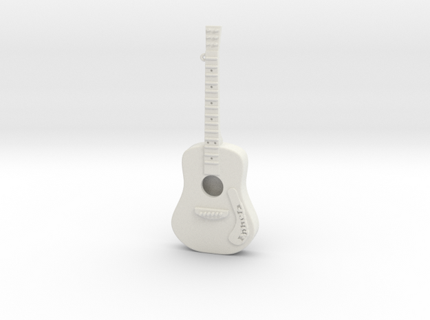 Guitar Pendant in White Natural Versatile Plastic