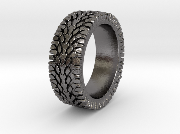American Sportsman Street Tread Tire Ring in Polished Nickel Steel