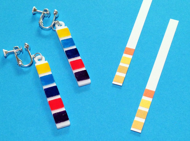 pH Litmus Paper Earrings in White Processed Versatile Plastic