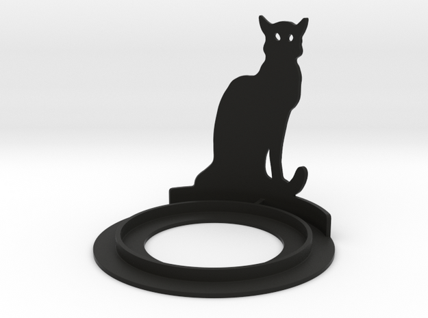 Halloween Cat Tea Candle Holder in Black Natural Versatile Plastic