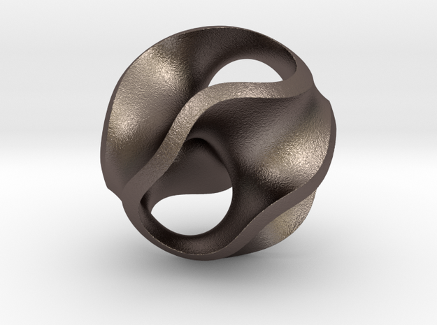 Gyroid Pendant in Polished Bronzed Silver Steel