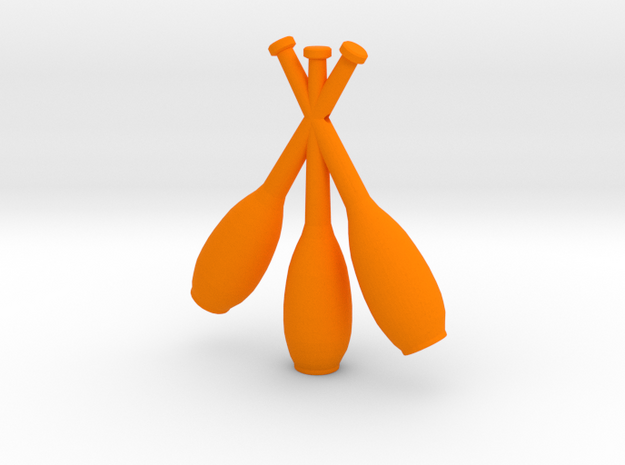 "Going Clubbing" 3 Club Pendant in Orange Processed Versatile Plastic