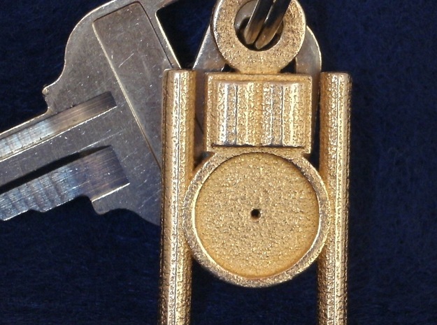 Point Within a Circle Key Chain Fob in Polished Gold Steel