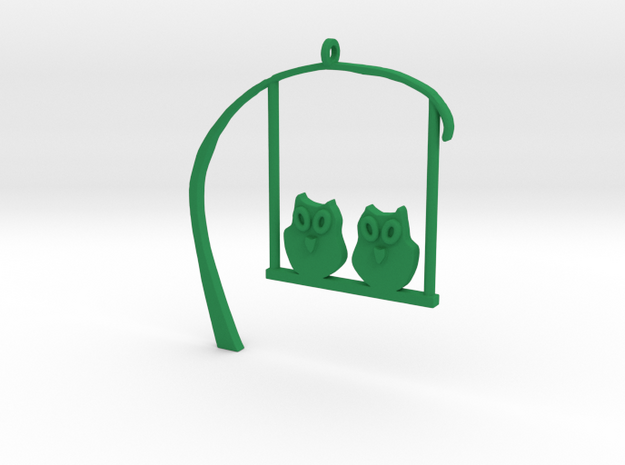 Owl Pendant in Green Processed Versatile Plastic