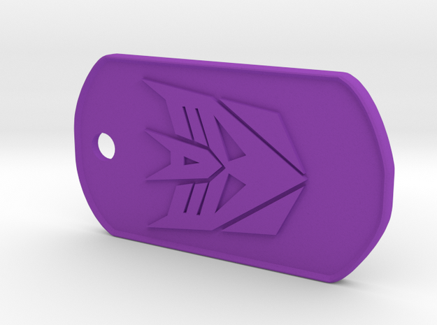 Decepticon Dog Tag (Rimmed) in Purple Processed Versatile Plastic