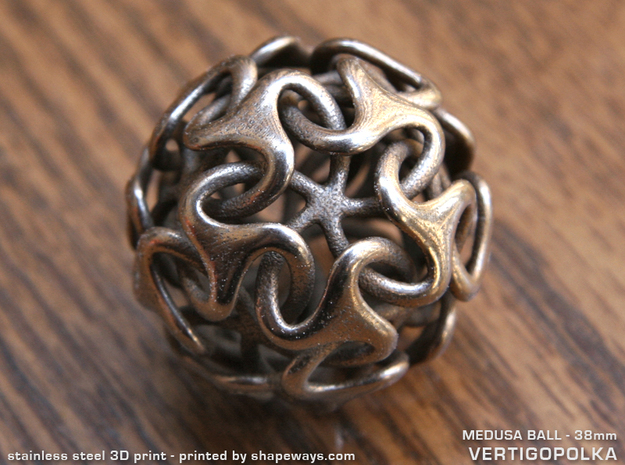 Medusa Ball 38mm in Polished Bronzed Silver Steel