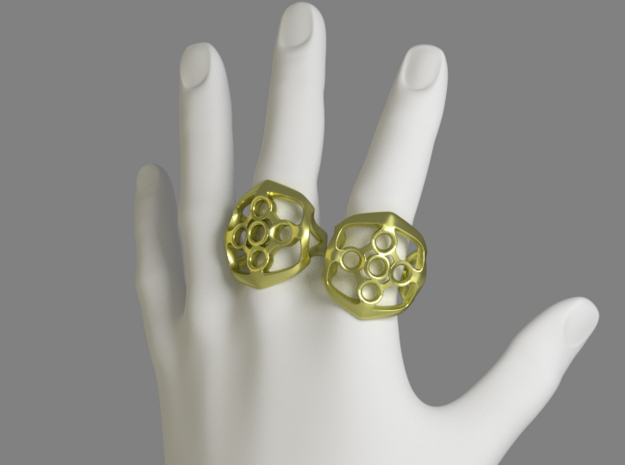 Circled Emblem Ring - EU Size 58 in Polished Gold Steel