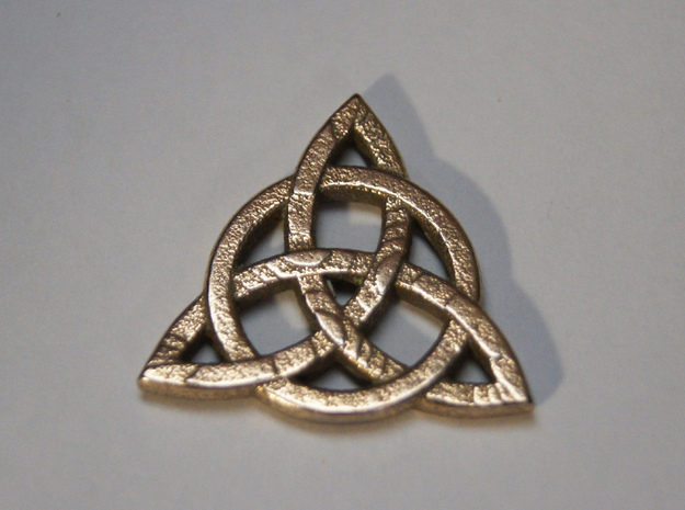 Triquetra Celtic Necklace Center Piece in Polished Bronzed Silver Steel