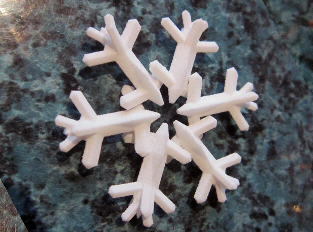Snow Flake 6 Points D - 5cm in White Natural Versatile Plastic