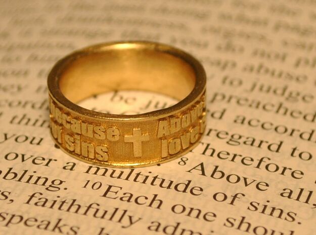 Bible Verse Ring Size 7.5 in Natural Brass
