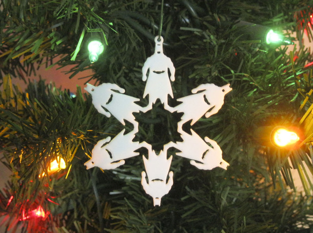 Snowflake Batman Ornament  in White Natural Versatile Plastic