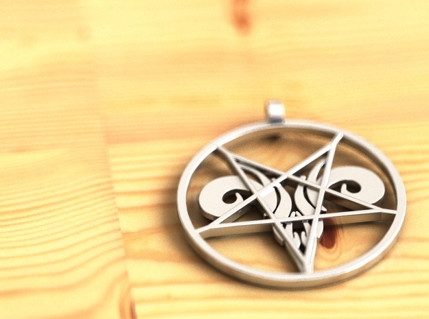 Devil pendant in Polished Silver