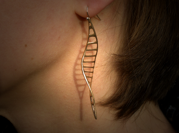 DNA Leaf Earrings in Natural Bronze