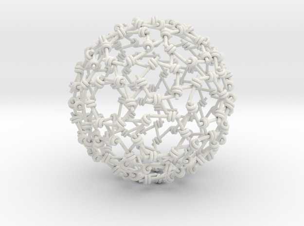Weaved Knots Sphere in White Natural Versatile Plastic