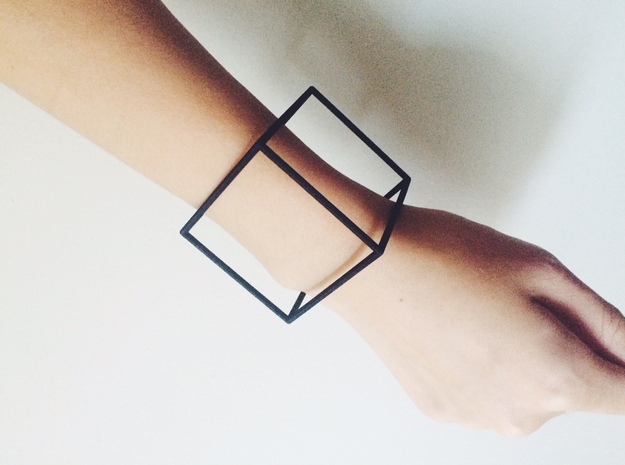 Cube Bracelet-large in Black Natural Versatile Plastic