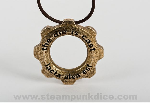 Steampunk Gear Pendant in Polished Bronzed Silver Steel