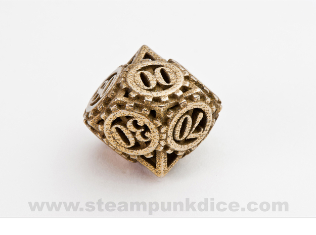 Steampunk Gear d00 in Polished Bronzed Silver Steel