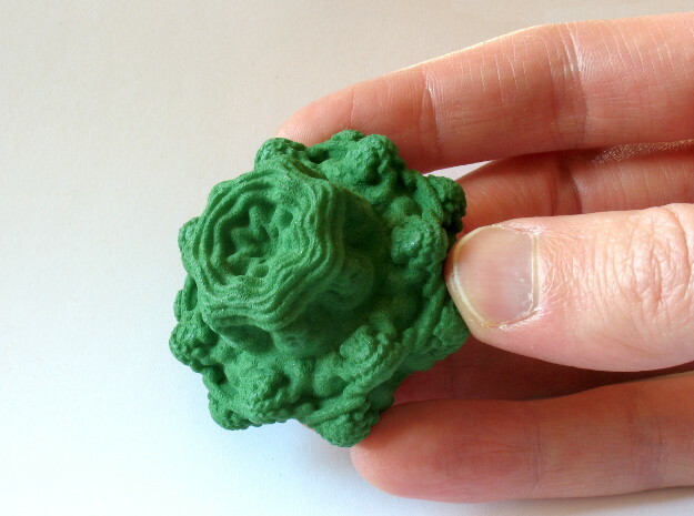 Mandelbulb - small, 50 mm in Green Processed Versatile Plastic