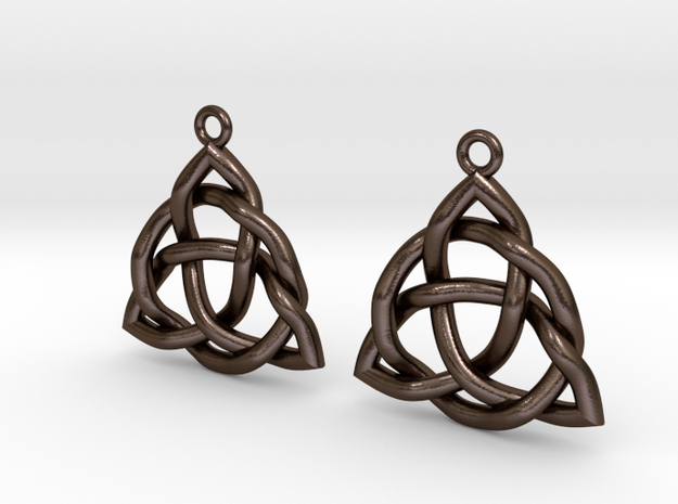 Triquetra Earrings in Polished Bronze Steel