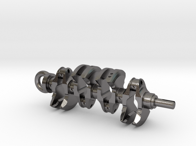 V8 Crank Shaft Keychain in Polished Nickel Steel