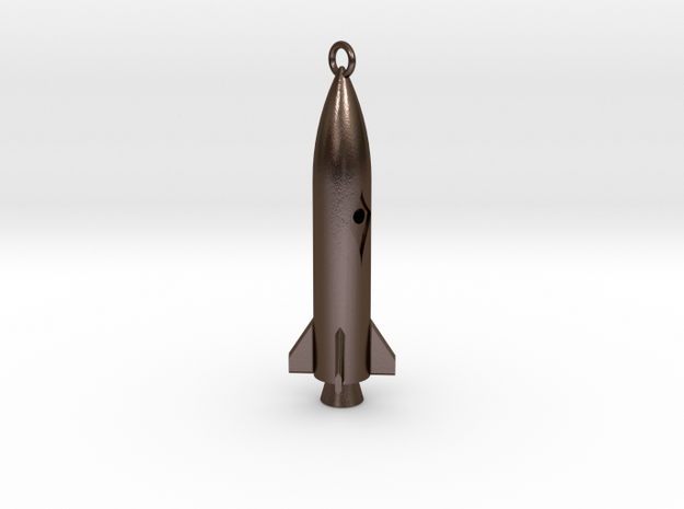 Rocket Necklace Pendant in Polished Bronze Steel