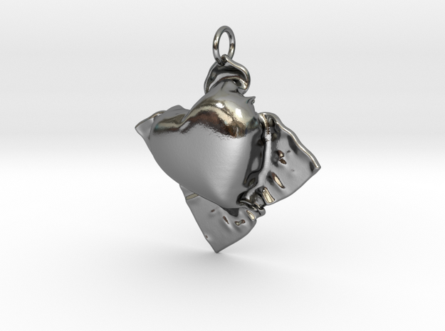 Cloth Heart in Polished Silver