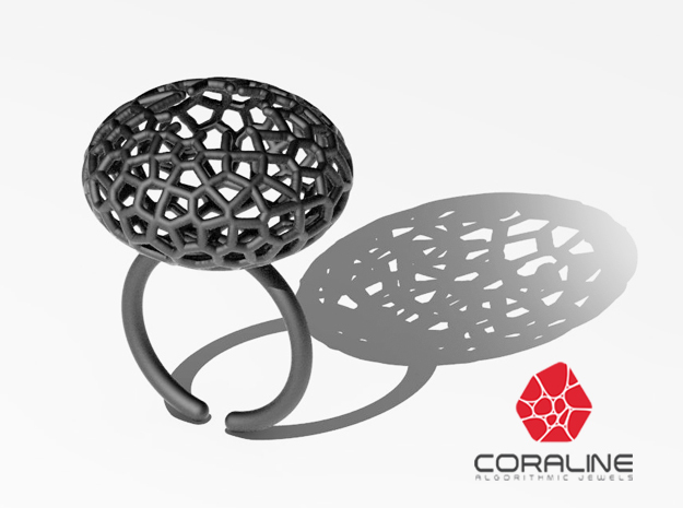 Star Coral Ring sz 9 in Black Natural Versatile Plastic