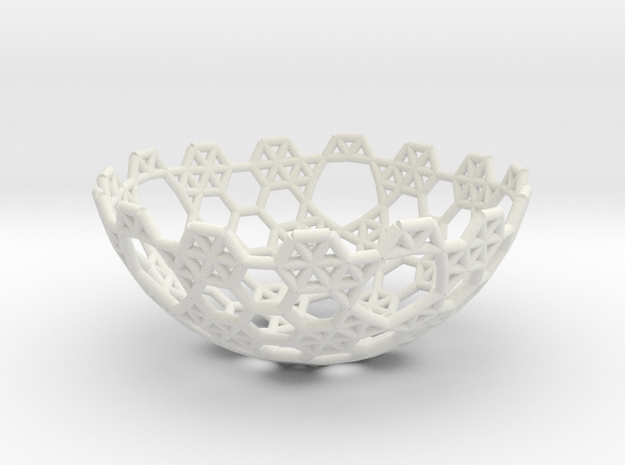 Cell Sphere 5 - Hex Bowl in White Natural Versatile Plastic