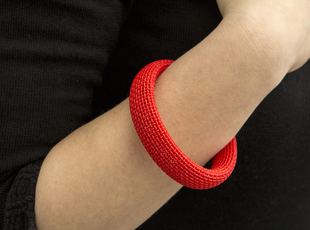 Medium Size - Textile Bracelet in Red Processed Versatile Plastic