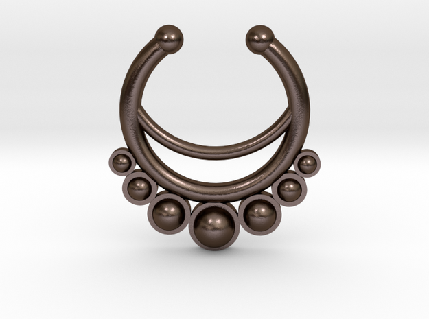 Faux Septum Ring - dropped stones in Polished Bronze Steel