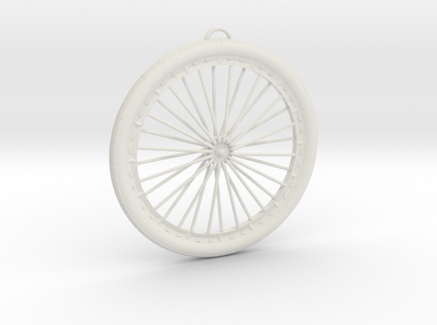 Bicycle Wheel Pendant Big in White Natural Versatile Plastic