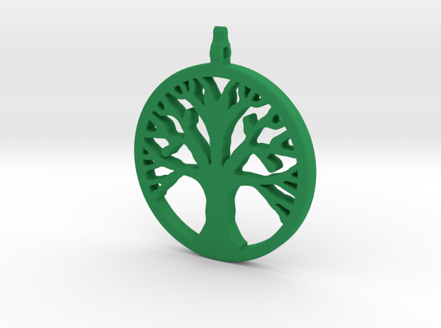 Tree Pendant in Green Processed Versatile Plastic