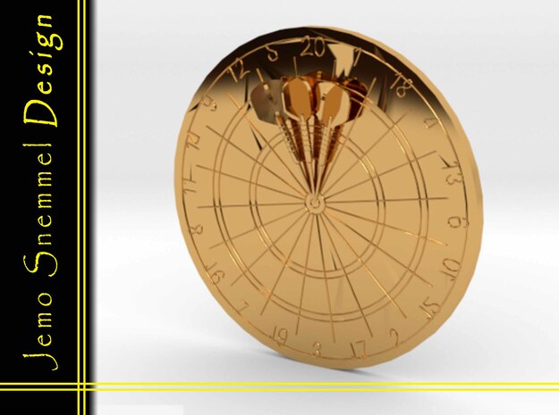 Dartbord With Darts in 18K Gold Plated
