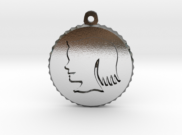 Vintage Girl Silhouette Charm in Polished Silver
