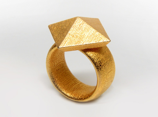 Pyramid Ring size 7 in Polished Gold Steel